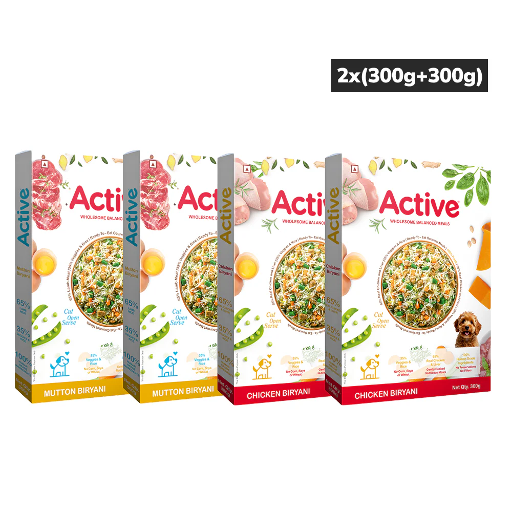 Active Chicken and Mutton & Biryani Fresh Food for Dogs Combo