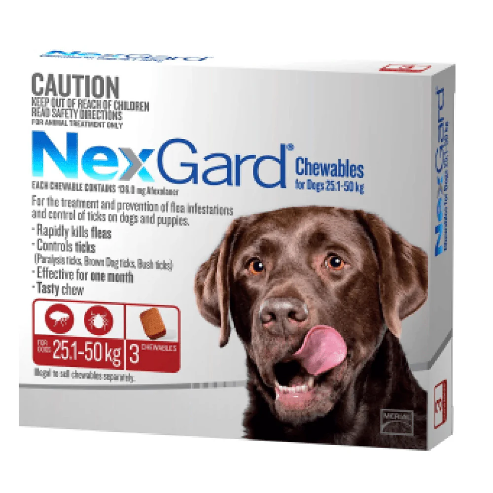 Boehringer Ingelheim Nexgard (Afoxolaner) (25 to 50kg) Dog Tick & Flea Control Tablet (3 tablets)