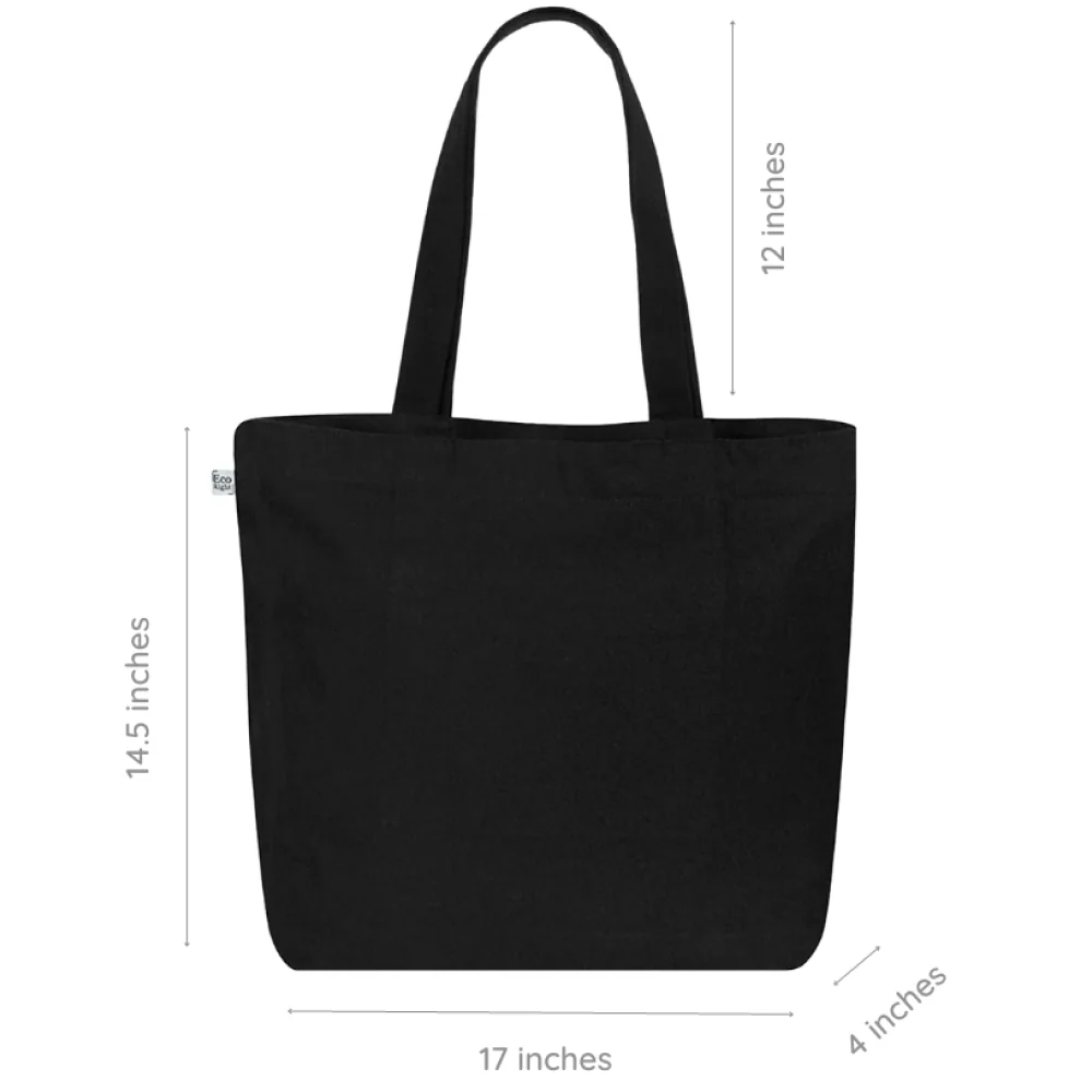 EcoRight Bamboozled Panda Large Zipper Tote Bag (Black) - Image 2