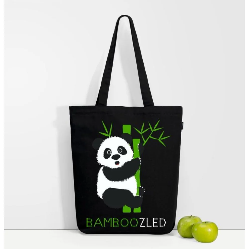 EcoRight Bamboozled Panda Zipper Tote Bag (Black) - Image 6
