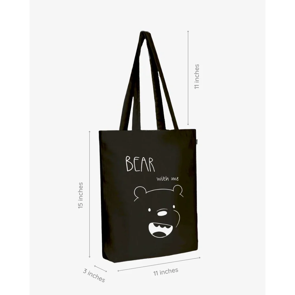 EcoRight Bear With Me Zipper Tote Bag (Black) - Image 4