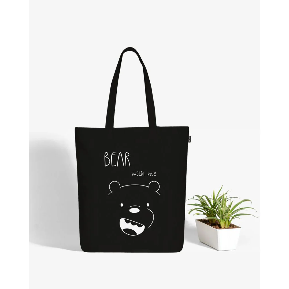 EcoRight Bear With Me Zipper Tote Bag (Black) - Image 5