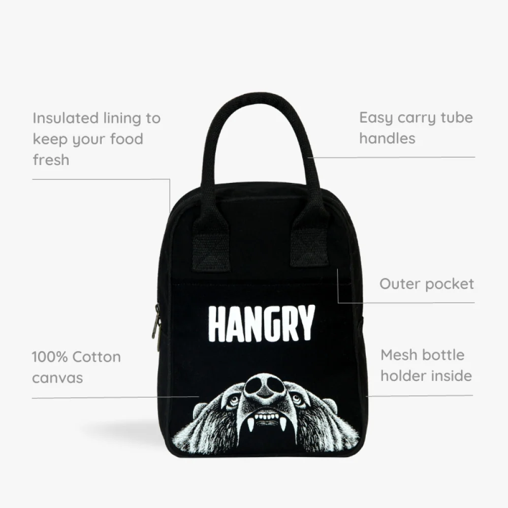 EcoRight Hangry Bear Lunch Bag (Black) - Image 3
