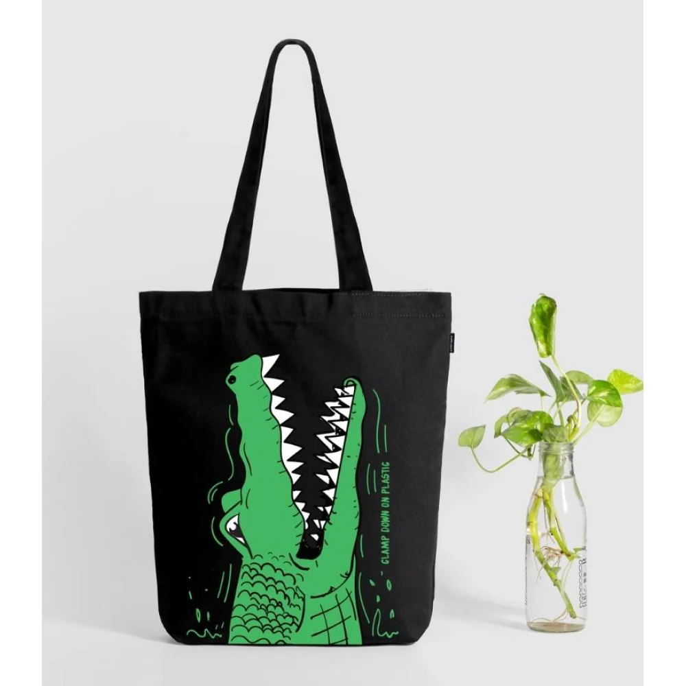 EcoRight Hungry Crocs Zipper Tote Bag (Black)