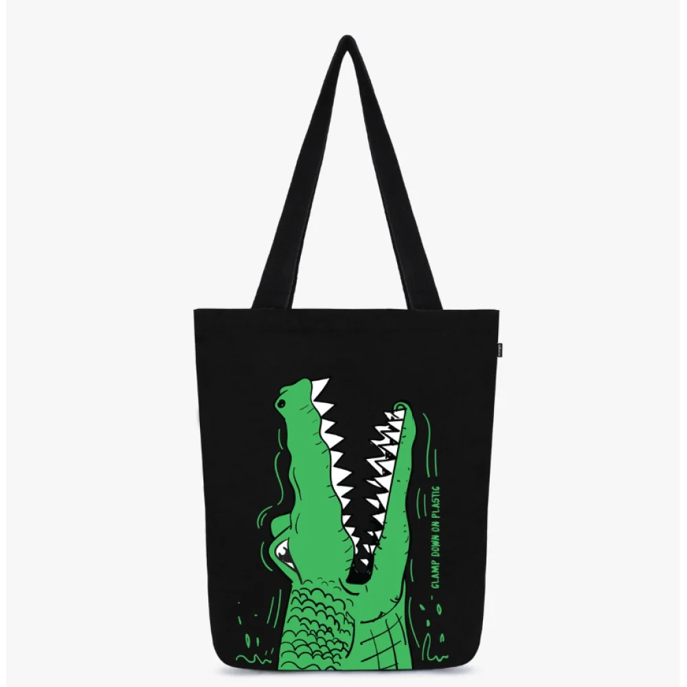 EcoRight Hungry Crocs Zipper Tote Bag (Black) - Image 8