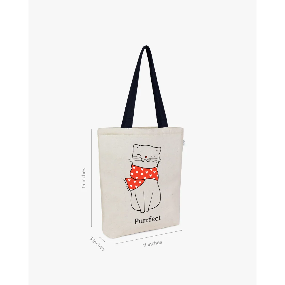 EcoRight Purrfect Zipper Tote Bag (White) - Image 4