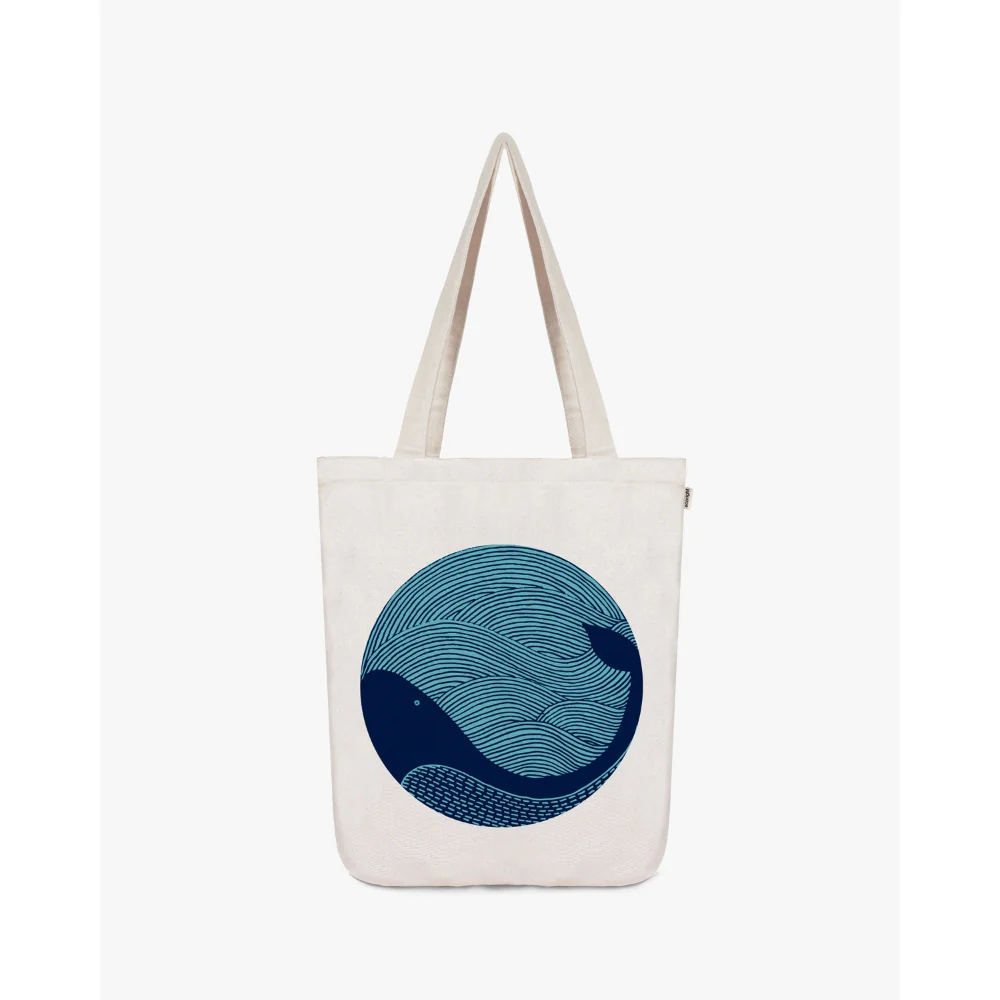 EcoRight Whale Doodle Zipper Tote Bag (White) - Image 4