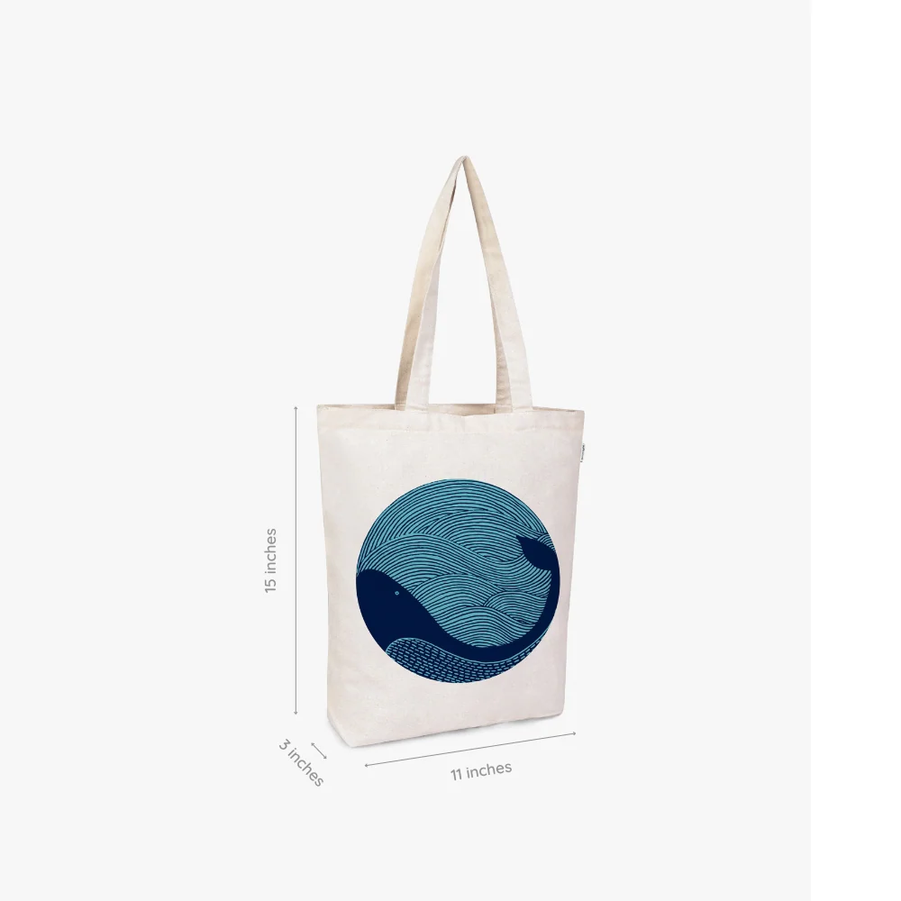 EcoRight Whale Doodle Zipper Tote Bag (White) - Image 6