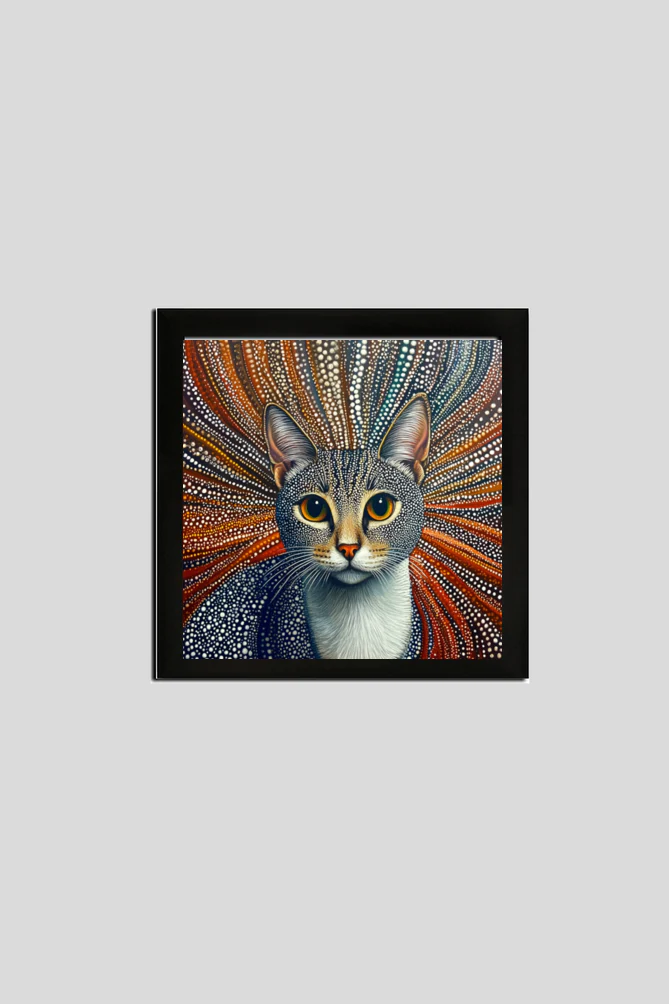 EverythingBoho Kusama Cat Wall Art (Black)