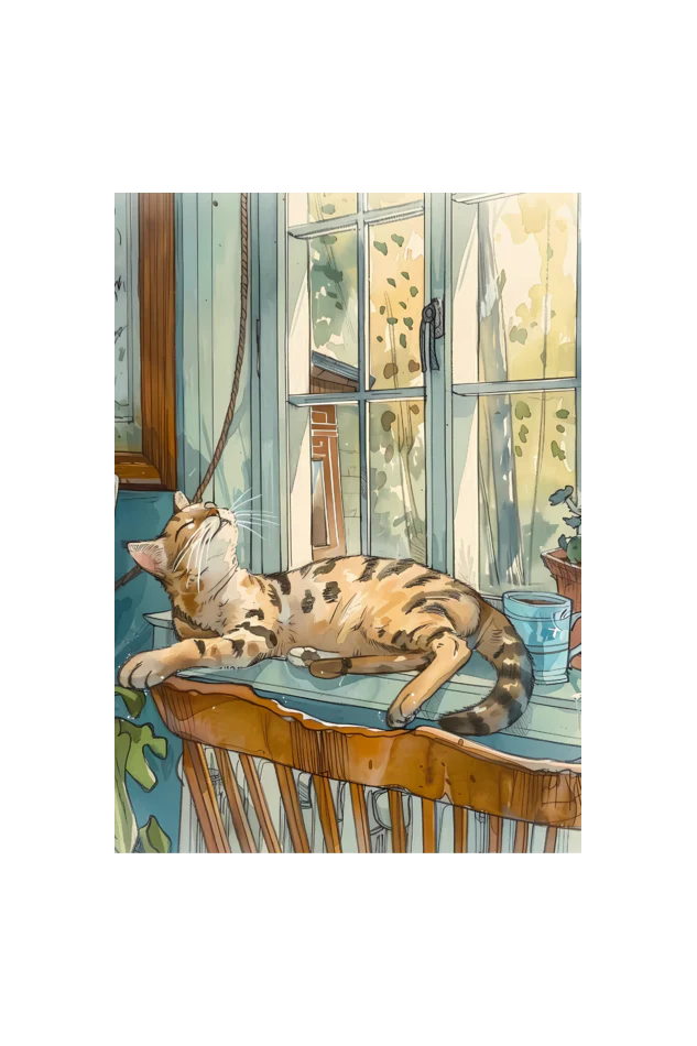EverythingBoho The Chilling Cat  Boho Wall Art (Black) - Image 4