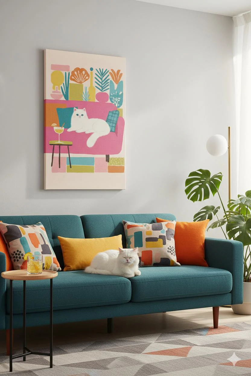 EverythingBoho The Cool Persian Cat Wall Art (Yellow) - Image 3