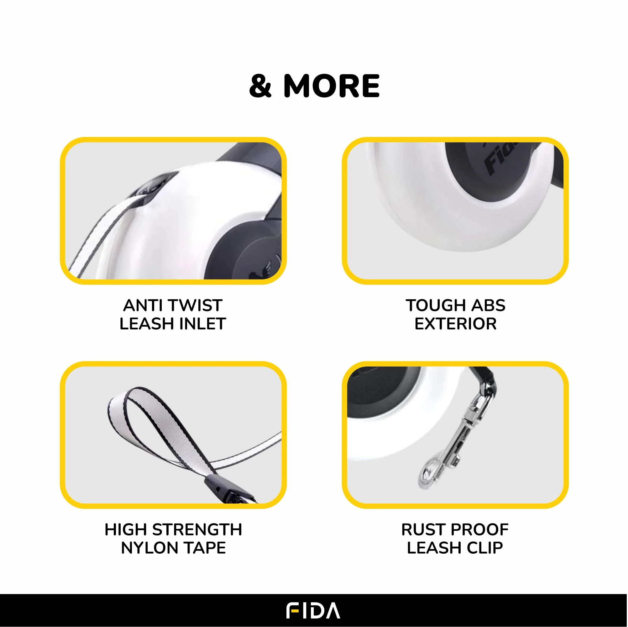 Fida Mars Retractable Leash for Dogs (White) - Image 3
