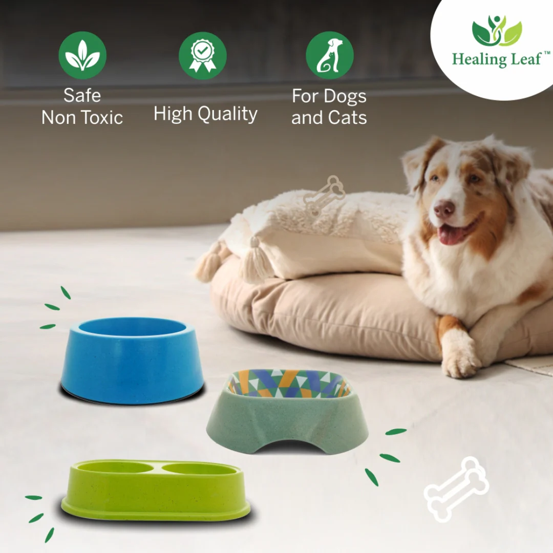 Healing Leaf Eco Friendly Bamboo Bowl for Dogs and Cats (Yellow) - Image 5