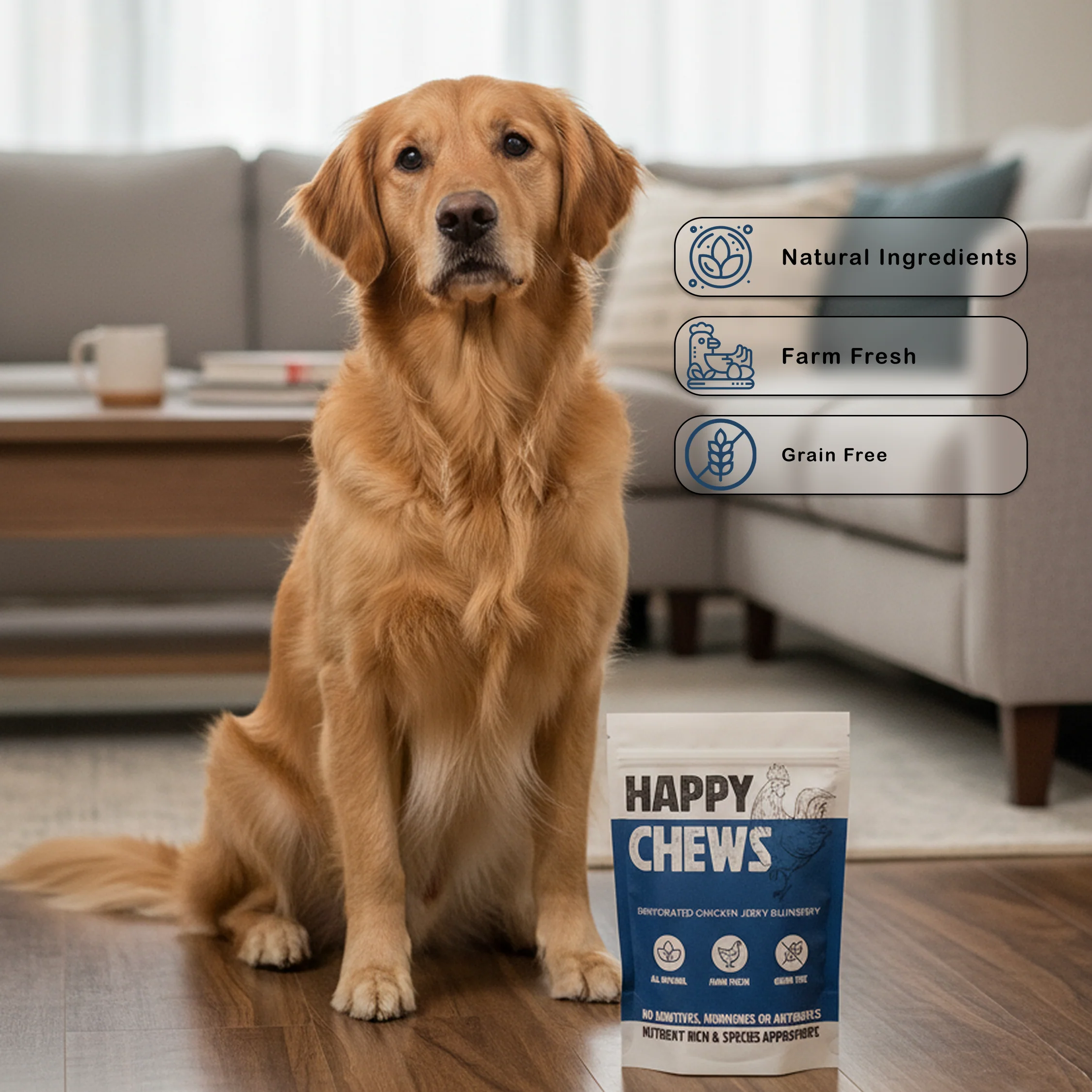 Nootie Happy Chew Dehydrated Blueberry Flavoured Chicken Jerky Dog Treat - Image 6