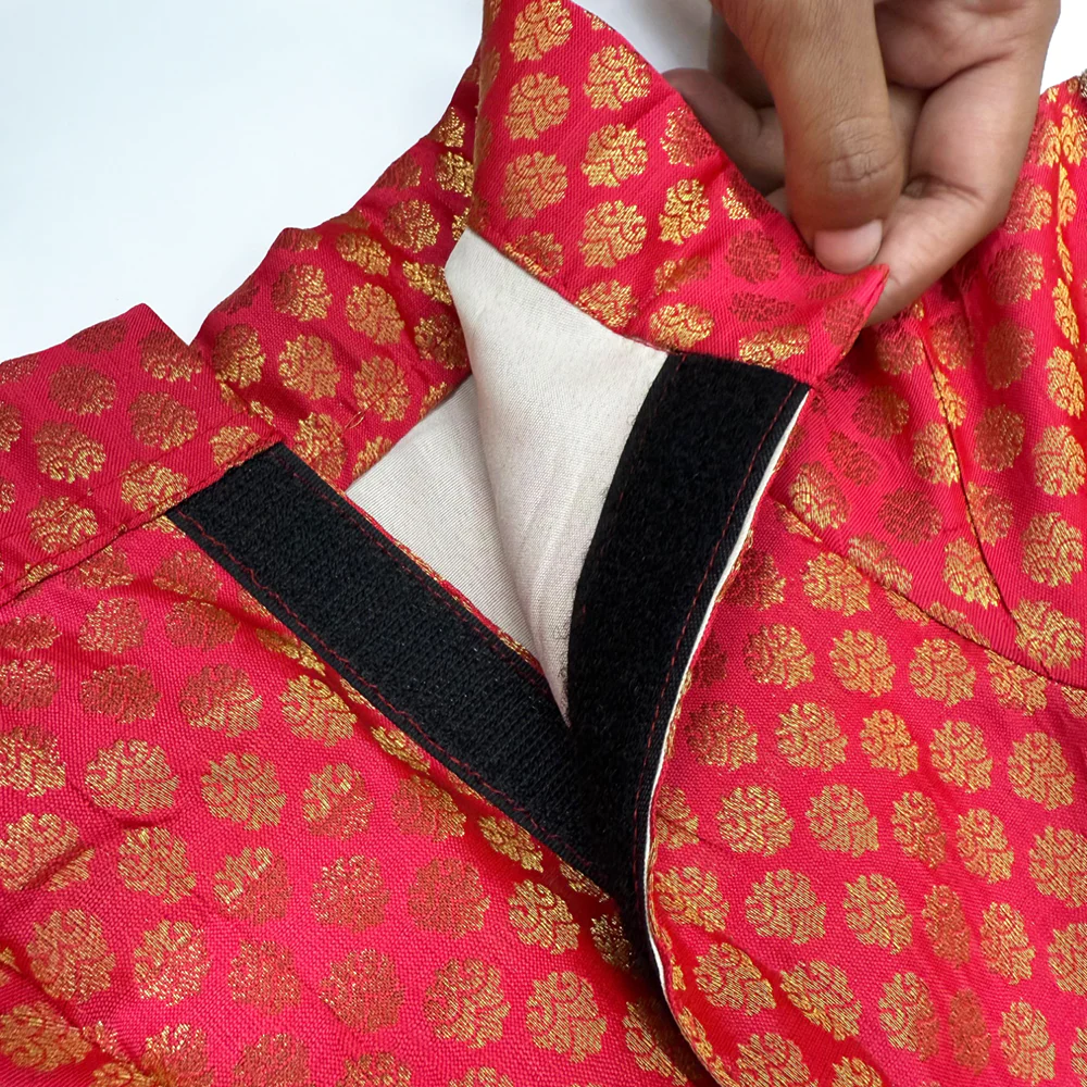 Pawsindia Traditional Royal Brocade Dress for Cats (Red) - Image 6