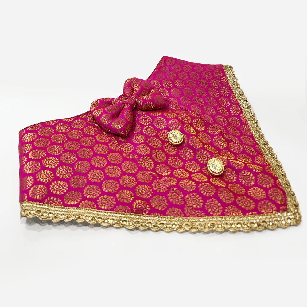 PawsIndia Traditional Royal Brocade Tuxedo for Dogs and Cats (Pink)