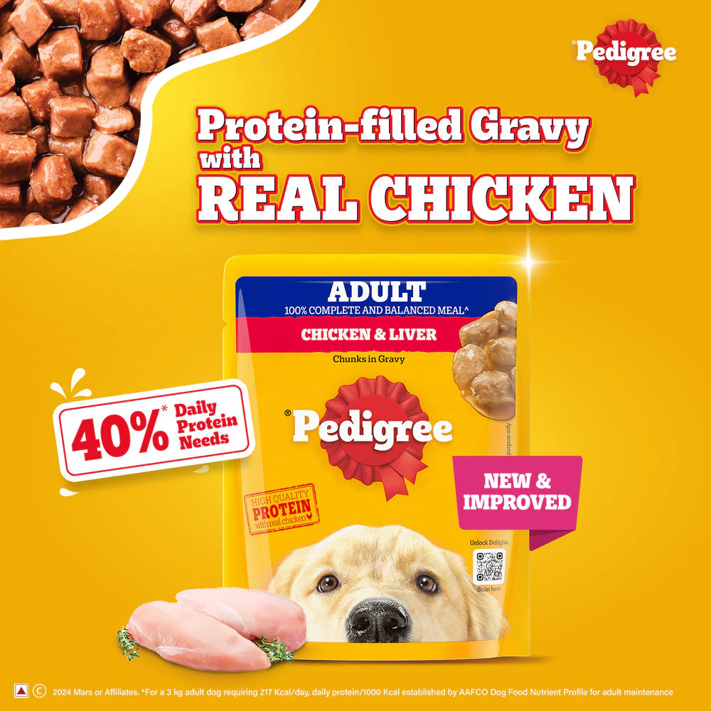Pedigree Adult Dog Food Combo |Chicken & Vegetables Dry & Chicken & Liver Wet - Image 27