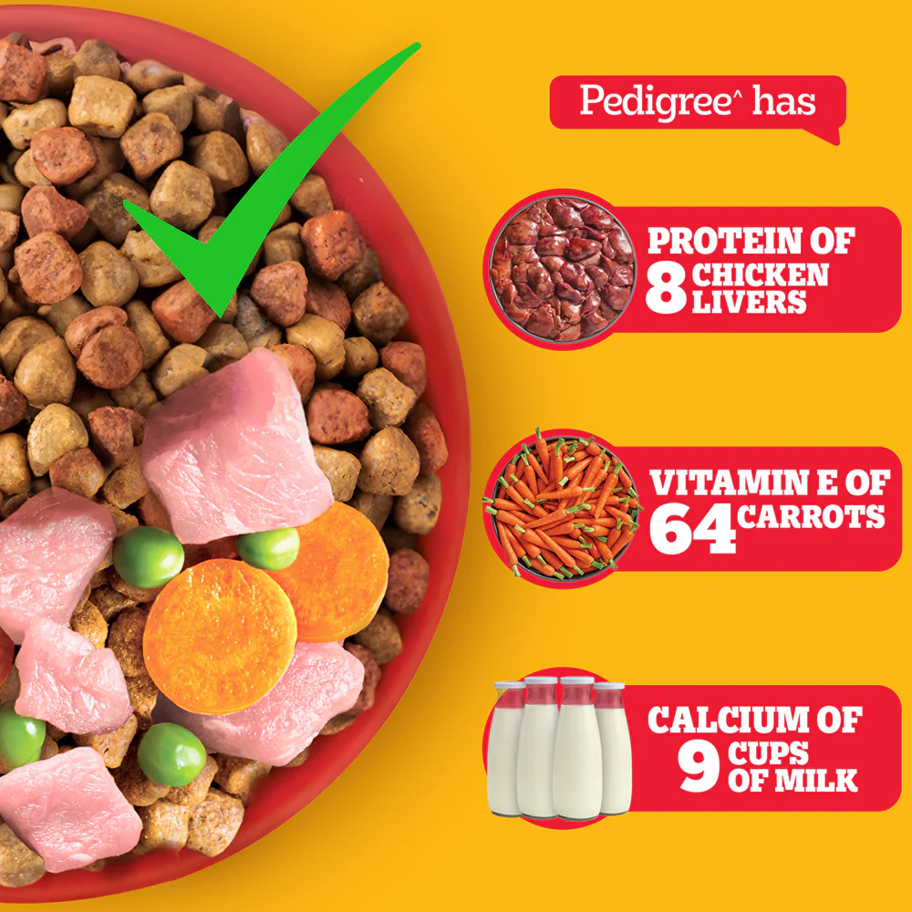 Pedigree Adult Dog Food Combo |Chicken & Vegetables Dry & Chicken & Liver Wet - Image 8