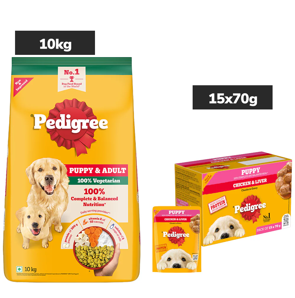 Pedigree Dog Food Combo |100% Vegetarian Dry & Chicken & Liver Wet - Image 45