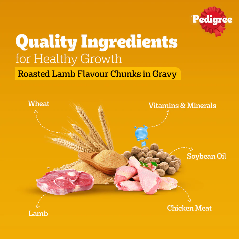Pedigree Roasted Lamb Flavour Chunks in Gravy Adult Dog Wet Food - Image 4