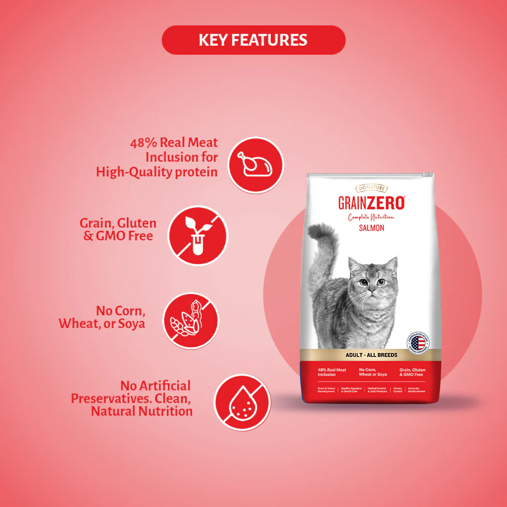 Signature Grain Zero Salmon Adult All Breed Adult Cat Dry Food - Image 4