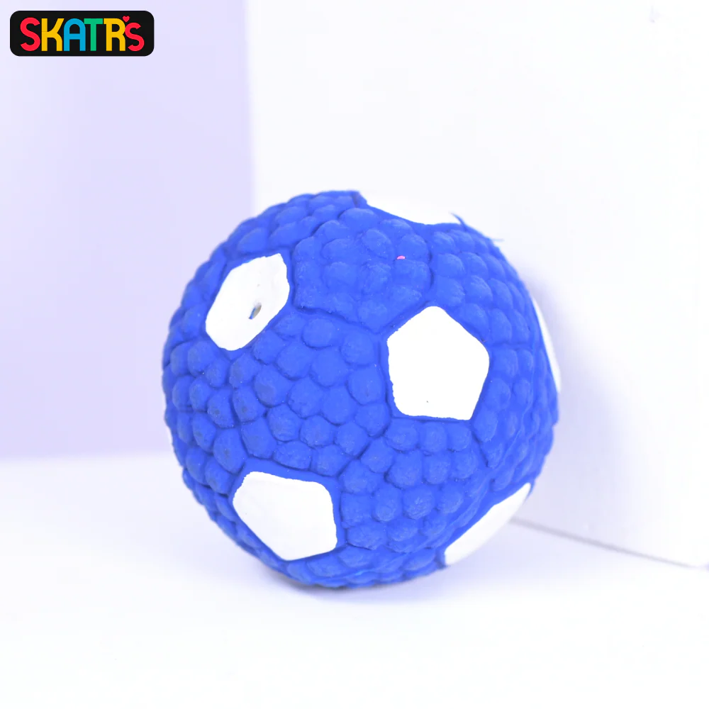 Skatrs Latex Football Toy for Dogs and Cats (Blue & White) - Image 3