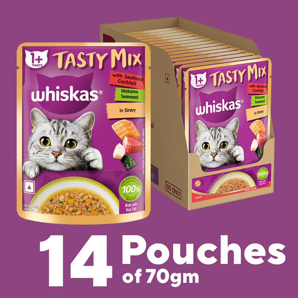 Whiskas Adult Wet Cat Food Combo |Chicken, Tuna & Seafood (Jelly & Gravy) - Image 40