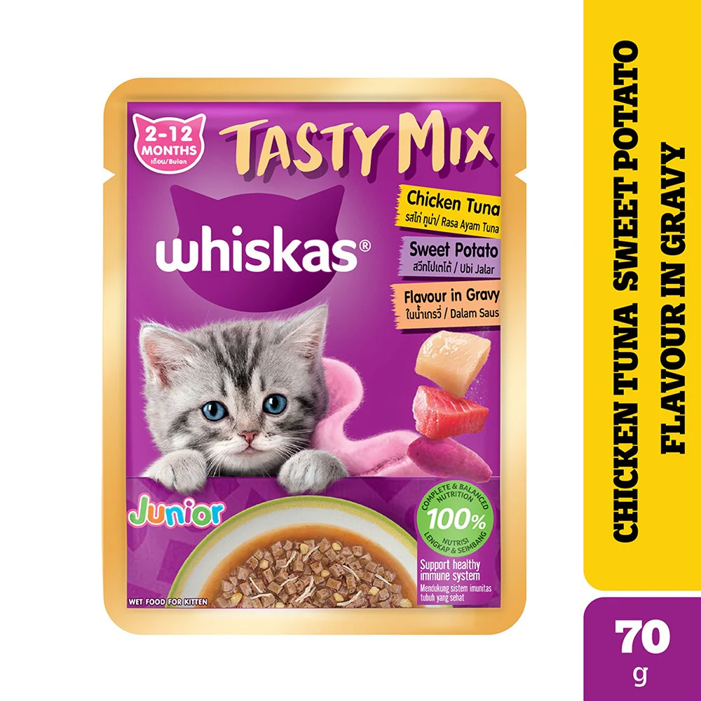 Whiskas Kitten Tasty Mix Wet Food Combo |Chicken, Tuna, Seafood & Salmon - Image 2