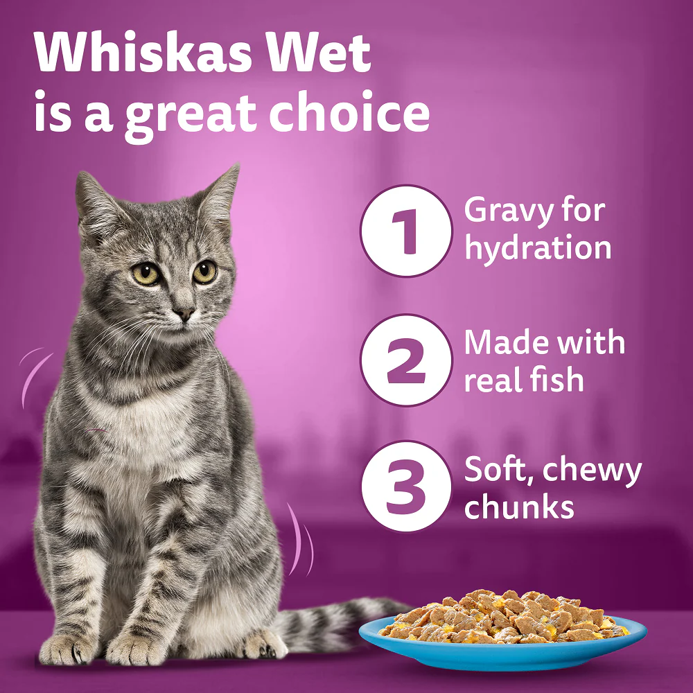 Whiskas Tuna in Jelly, Chicken and Salmon in Gravy Meal Adult Cat Wet Food - Image 10