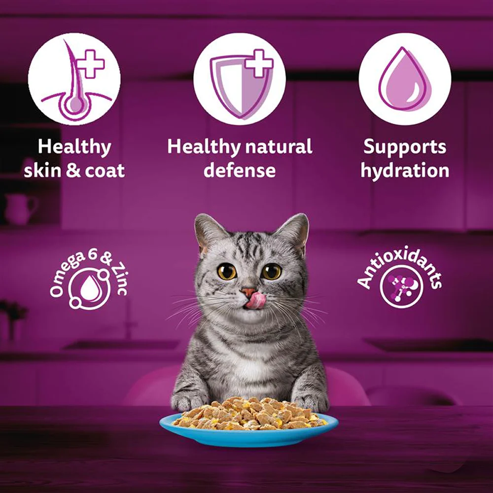 Whiskas Tuna in Jelly, Chicken and Salmon in Gravy Meal Adult Cat Wet Food - Image 7